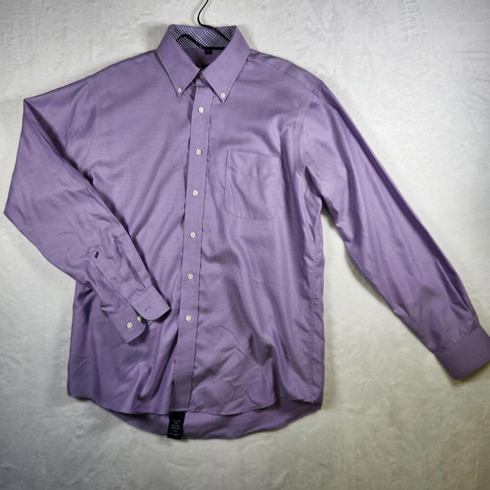 Hechter‎ Long Sleeve Button Up Dress Shirt Purple Size Large Cotton